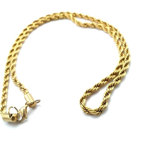Twisted Rope Necklace Gold Plated CH Stainless - Picture 6 of 15